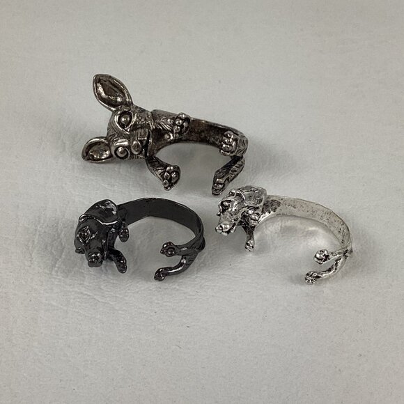 Adjustable Dog Ring Lot Dachshund Chihuahua Animal Wrap Canine Novelty Jewelry - Picture 2 of 8